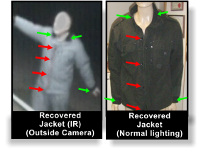 Example of differing lighting conditions  - on the left infra-red and on the right normal lighting conditions
